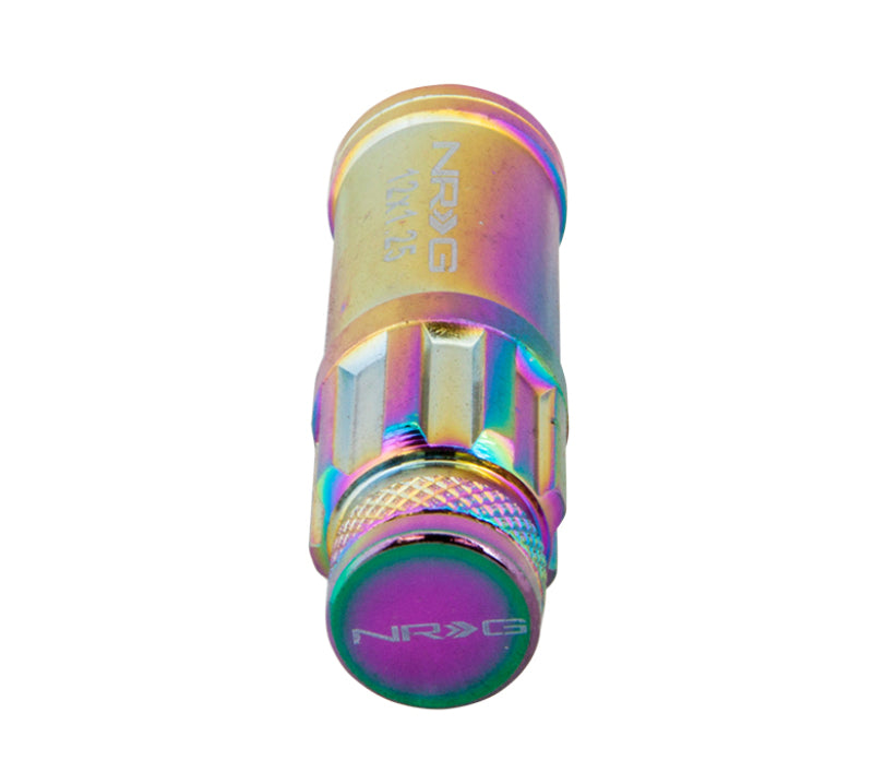 NRG 700 Series M12 X 1.5 Steel Lug Nut w/Dust Cap Cover Set 21 Pc w/Locks & Lock Socket - Neochrome.