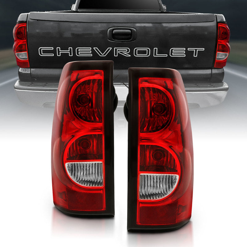 ANZO 2004-2007 Chevy Silverado Taillight Red/Clear Lens w/Black Trim (OE Replacement).