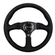 NRG Reinforced Steering Wheel (350mm / 2.5in. Deep)Blk Alcantara Comfort Grip w/4mm Matte Blk Spokes.