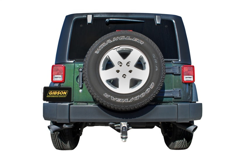 Gibson 10-11 Jeep Wrangler JK Sport 3.8L 2.5in Cat-Back Dual Extreme Exhaust - Black Elite (Ceramic).