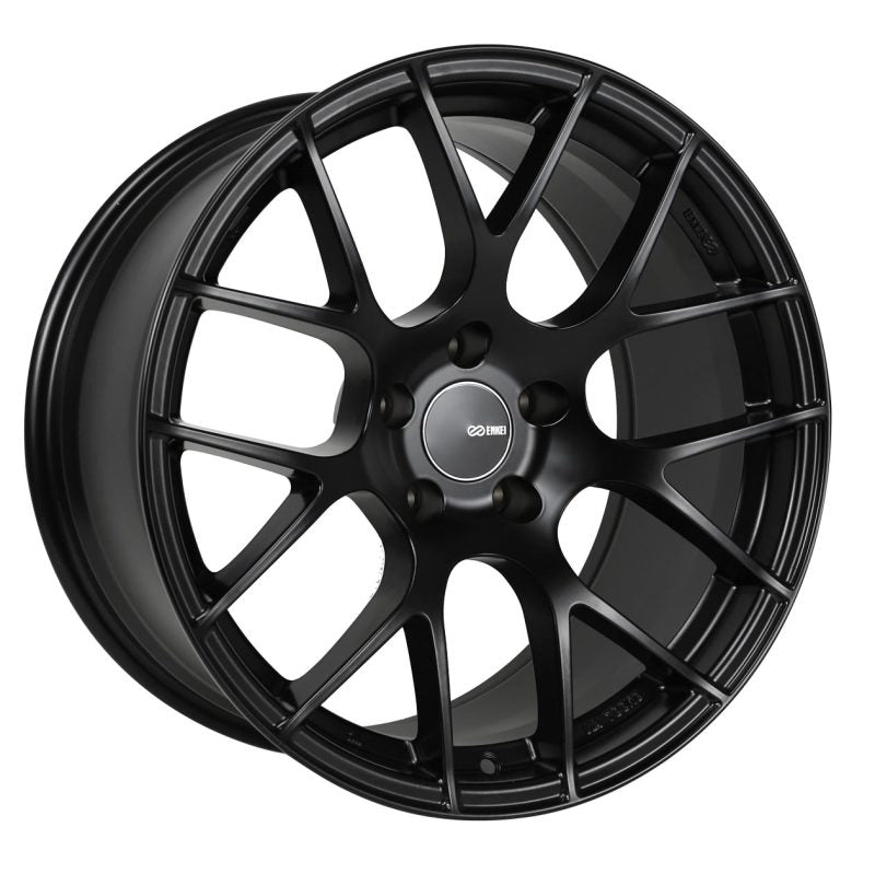 Enkei Raijin 18x9.5 15mm Offset 5x114.3 Bolt Pattern 72.6 Bore Diameter Matte Black Wheel.