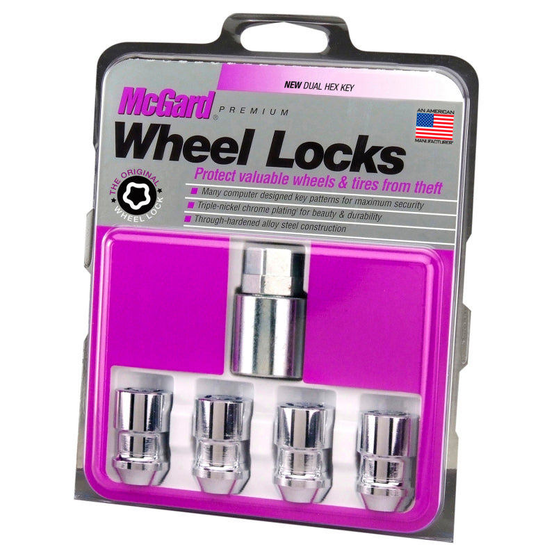 McGard Wheel Lock Nut Set - 4pk. (Cone Seat) M12X1.5 / 19mm & 21mm Dual Hex / 1.46in. L - Chrome.