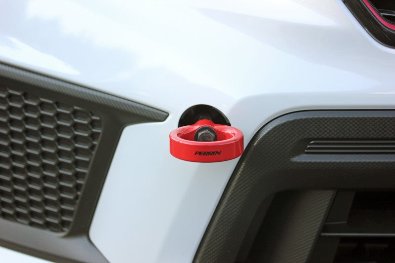 Perrin Tow Hook Kit - Front 2018+ Subaru WRX/STI - Red.