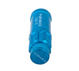 NRG 700 Series M12 X 1.5 Steel Lug Nut w/Dust Cap Cover Set 21 Pc w/Locks & Lock Socket - Blue.