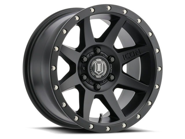 ICON Rebound 17x8.5 5x150 25mm Offset 5.75in BS 110.1mm Bore Satin Black Wheel.