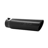 MBRP Universal 5in OD Angled Rolled End 4in Inlet 18in Lgth Black Finish Exhaust Tip.