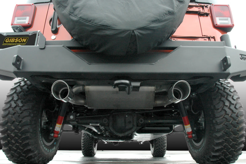 Gibson 12-17 Jeep Wrangler JK Rubicon 3.6L 2.5in Cat-Back Dual Split Exhaust - Aluminized.