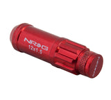 NRG 700 Series M12 X 1.5 Steel Lug Nut w/Dust Cap Cover Set 21 Pc w/Locks & Lock Socket - Red.