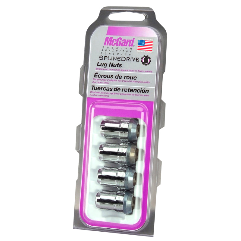 McGard SplineDrive Lug Nut (Cone Seat) M12X1.5 / 1.24in. Length (4-Pack) - Chrome (Req. Tool).