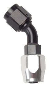 Russell Performance -6 AN Black/Silver 45 Degree Full Flow Hose End.